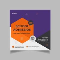 School admission social media post and banner design template vector