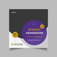 School admission social media post and banner design template vector