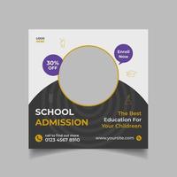 School admission social media post and banner design template vector