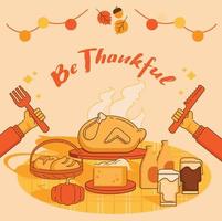 be thankful  greeting illustration vector