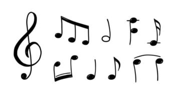 Music note doodle drawn style vector