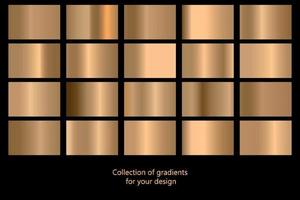 vector conjunto de gradientes de metal dorado y bronce.