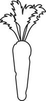 A carrot depicted in a contour drawing vector