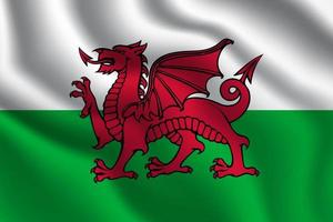 Wales national flag vector illustration with official colors design