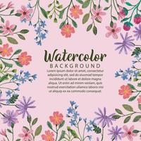 watercolor flower fame template hand drawn vector