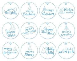 Merry Christmas printable gift tags. vector