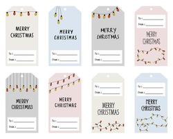 Set of Merry Christmas gift tags. vector