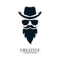 bearded cowboys bespectacled and mustachioed bold logo icon vector