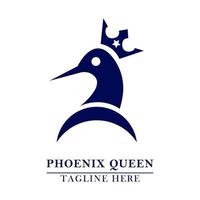 phoenic head crowned king queen bird vector