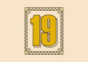 Vintage rectangle frame with number 19 on it