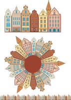 Vintage buildings seamless with pattern brush.eps vector