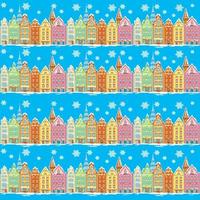 Vintage buildings seamless with pattern brush vector