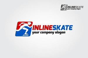 plantilla de logotipo de deporte de patines en línea. logo de un jugador de patinaje en línea estilizado en movimiento. vector