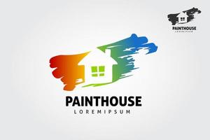 Paint House Vector Logo Template. House painting service, decor and repair color icon. Vector logo, label, emblem design. Concept for home decoration, building, house construction and staining.