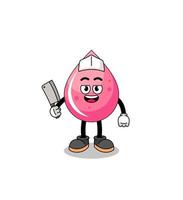 Mascot of strawberry juice as a butcher vector