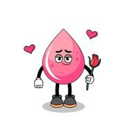 strawberry juice mascot falling in love vector