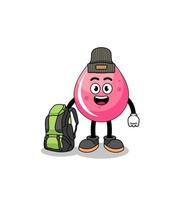 Illustration of strawberry juice mascot as a hiker vector