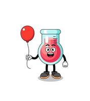 Cartoon of laboratory beaker holding a balloon vector