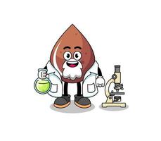 Mascot of chocolate drop as a scientist vector