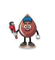 chocolate drop illustration cartoon as a plumber vector