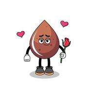 chocolate drop mascot falling in love vector