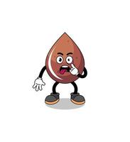 Character Illustration of chocolate drop with tongue sticking out vector