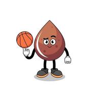 ilustración de gota de chocolate como jugador de baloncesto vector