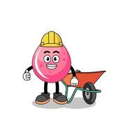 strawberry juice cartoon as a contractor vector