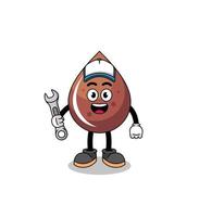 chocolate drop illustration cartoon as a mechanic vector