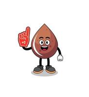 Cartoon mascot of chocolate drop number 1 fans vector