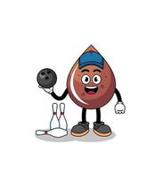 Mascot of chocolate drop as a bowling player vector