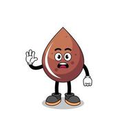 chocolate drop cartoon illustration doing stop hand vector