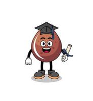 chocolate drop mascot with graduation pose vector