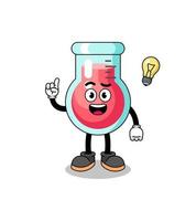 laboratory beaker cartoon with get an idea pose vector