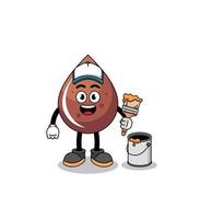 Character mascot of chocolate drop as a painter vector