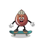 chocolate drop mascot playing a skateboard vector