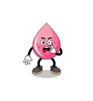 Character Illustration of strawberry juice with tongue sticking out vector