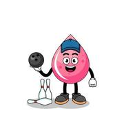 Mascot of strawberry juice as a bowling player vector