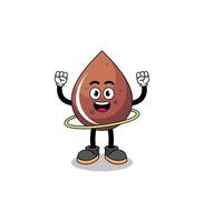 Character Illustration of chocolate drop playing hula hoop vector