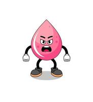 strawberry juice cartoon illustration with angry expression vector