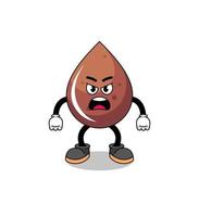 chocolate drop cartoon illustration with angry expression vector