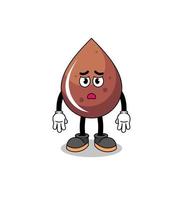 chocolate drop cartoon illustration with sad face vector