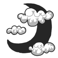 croissant de lune avec thème nuageux png
