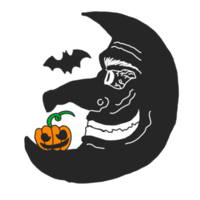 leende halvmåne med halloween tema png