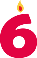 number 6 candle birthday collection png