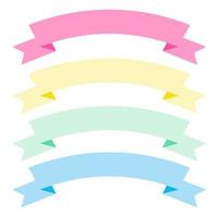 Collection of design elements with a ribbon motif. Pastel color. Soft colors ribbons.  Eps10 Vector