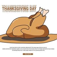 Thanksgiving day traditional roast turkey poster Happy Thanksgiving. Eps10 vector