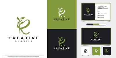 Monogram initial r and olive logo design with unique concept and business card vector