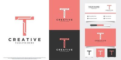 paquete monograma último diseño de logotipo inicial t para negocios con concepto creativo y tarjeta de presentación vector