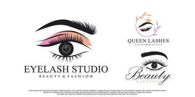 Bundle eyelash logo design for beauty with creative concept Premium Vector